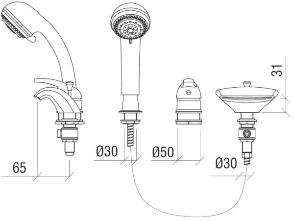 Смеситель на борт ванны Niagara AquaDesign