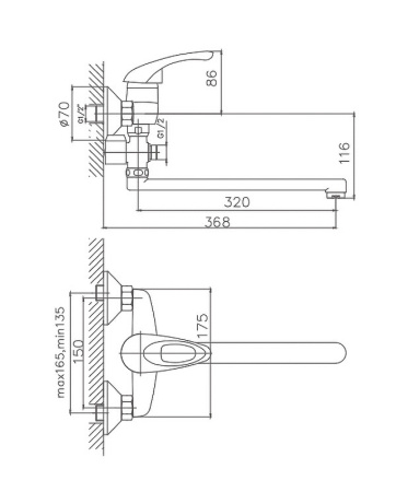 Смеситель для ванны Cron CN2103-2