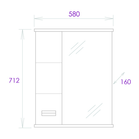 Зеркало-шкаф c подсветкой Onika Балтика 58 (58x71,2) 205848