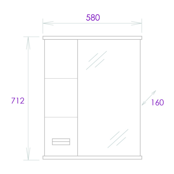 Зеркало-шкаф c подсветкой Onika Балтика 58 (58x71,2) 205848