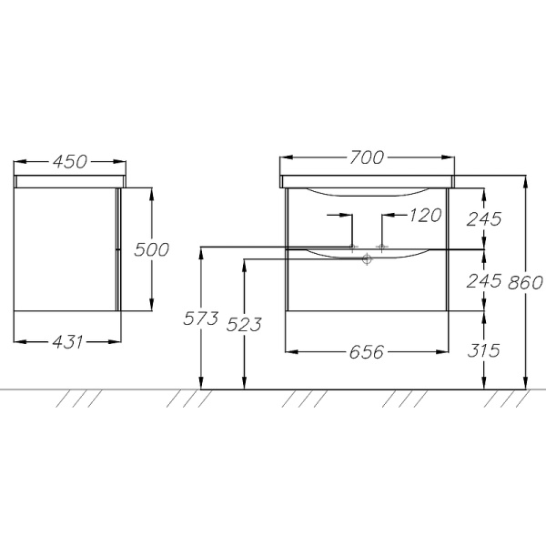 Тумба под раковину Opadiris Элеганс 70  00-00006756 белый матовый (без раковины)