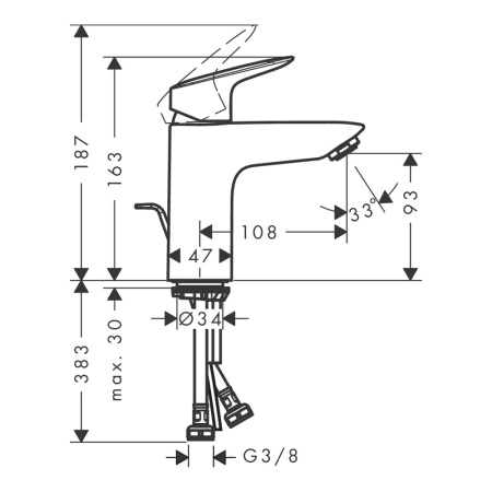 Смеситель для раковины с донным клапаном Hansgrohe Logis 71100670
