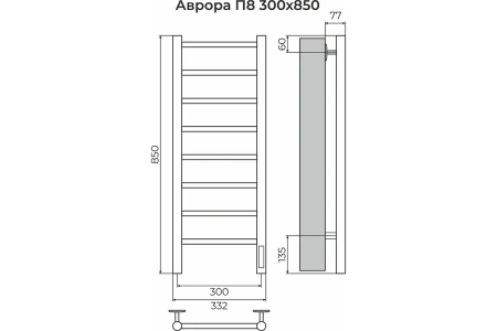Полотенцесушитель электрический (30х85) П8 Terminus Аврора 4670078541833 хром