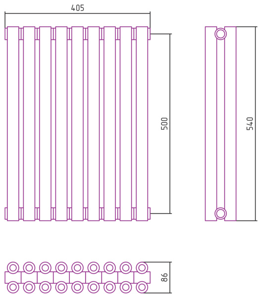 Полотенцесушитель Водяной Сунержа Эстет-00 (50х40) 9 секций Золото 03-0332-5009