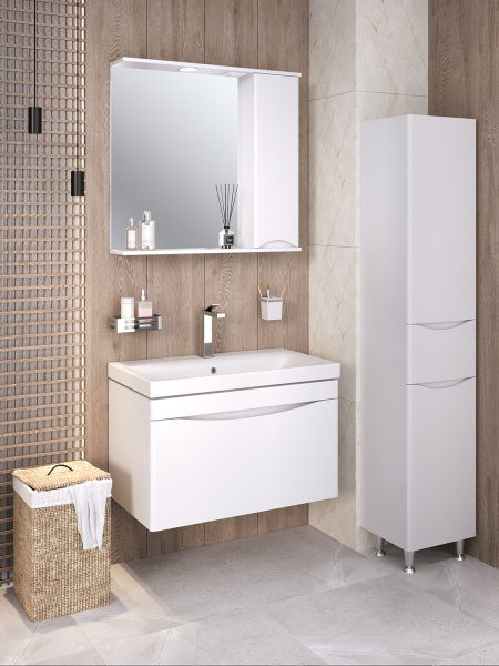 Тумба под раковину Runo подвесная белая (под умывальник Moduo 80 ) Афина 80 (00-00001212)