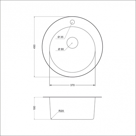 Кухонная мойка (49х49) EMAR 490