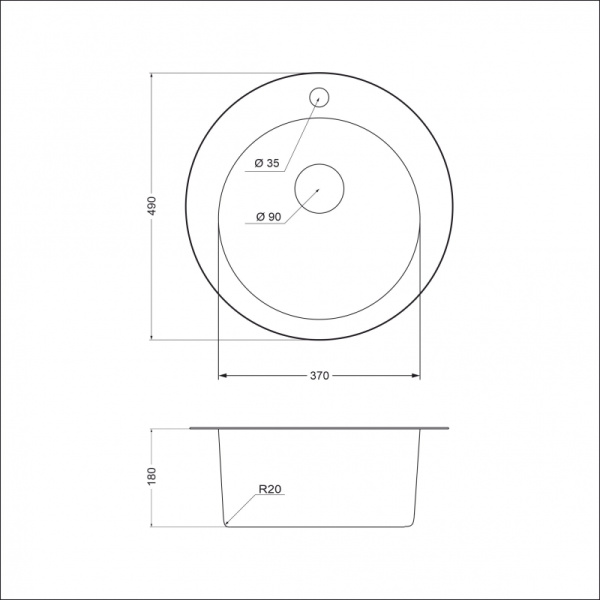 Кухонная мойка (49х49) EMAR 490