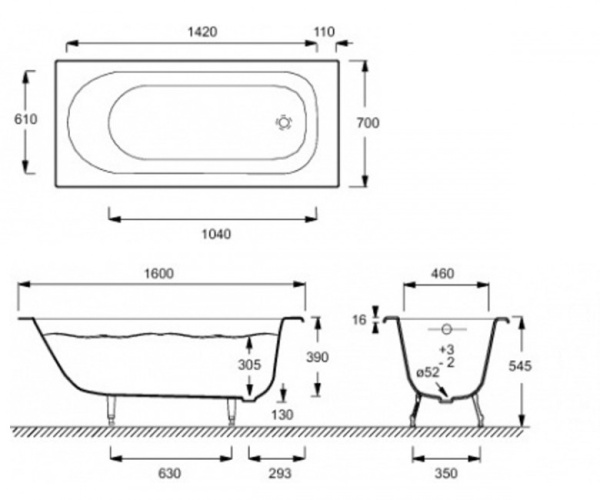 Чугунная ванна (160х70) Jacob Delafon Soissons E2931-00 Чугунная ванна (160х70) Jacob Delafon Soissons E2931-00