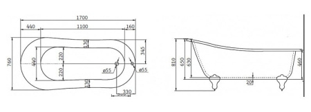 Акриловая ванна (170х76) BelBagno BB06-1700