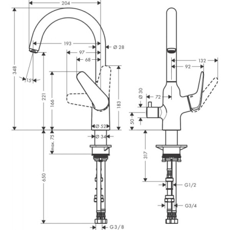 Смеситель для кухни HANSGROHE 71803000