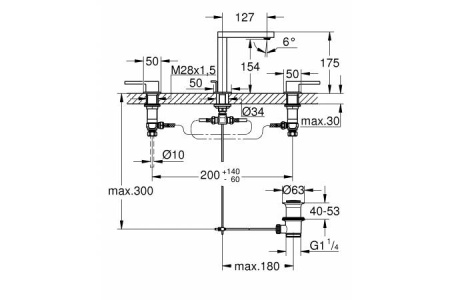 Смеситель для раковины на три отверстия Grohe Plus 20301 003 (20301003) хром