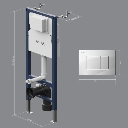 Инсталляция для подвесного унитаза Am.Pm PrimeFit I012709.0201 с кнопкой смыва, белый глянец