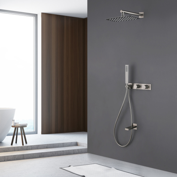 Душевой комплект ABBER Rund AF8717SP скрытого монтажа с изливом, сатин