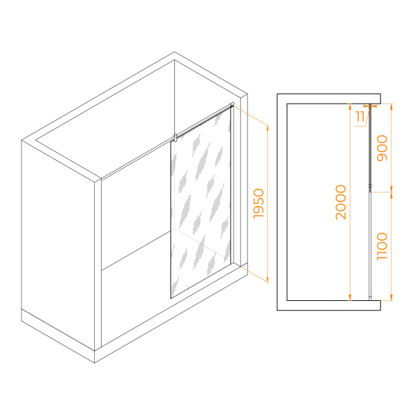 Душевая перегородка 90 см RGW WA-033 Walk In 351003309-21 матовое