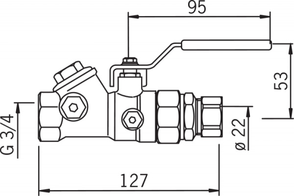 Oras 413022 Клапан насоса, DN 20, ∅Cu 22, G 3/4.