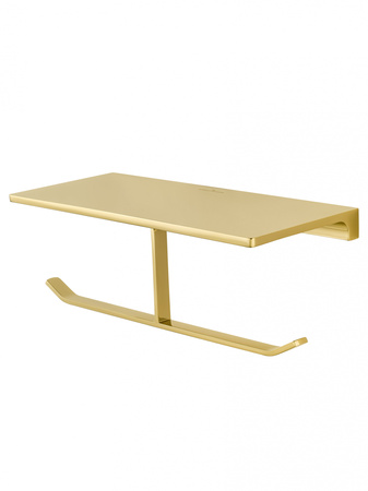 Двойной держатель для туалетной бумаги с полкой WONZON & WOGHAND ECLIPSE, глянцевое золото WW-9156-LG