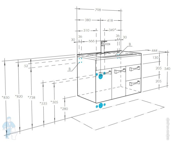 Тумба с раковиной Aquaton Диор 80 1A1678K3DR010
