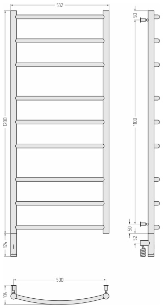Полотенцесушитель электрический Сунержа Галант 3.0 (120х50) 31-5800-1250 левый Полотенцесушитель электрический Сунержа Галант 3.0 (120х50) 31-5800-1250 левый