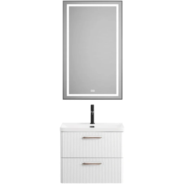 Тумба под раковину BelBagno Due DUE-600-2C-SO-BM-P без ручек, белый металлик