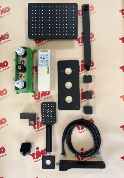 Душевая система встроенная с термостатом с изливом Timo Petruma SX-5049/03SM черный