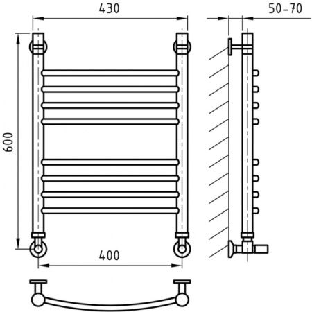 Полотенцесушитель ArtofSpace CLASSICAL WACL400600GOLD