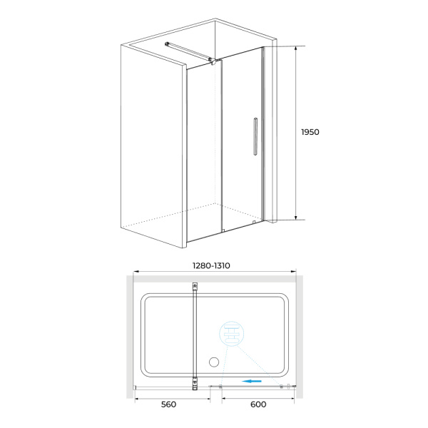 Душевая дверь 130 см RGW Tornado TO-18 B 41071813-14 прозрачное