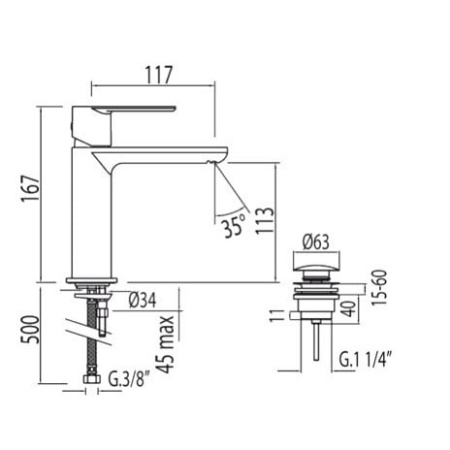 Смеситель для раковины Tres Loft-tres 20010301MAD