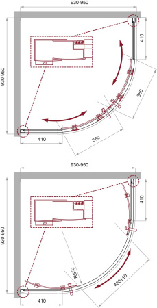 Душевой уголок (95х95) BelBagno UNO-195-R-2-95-C-Cr