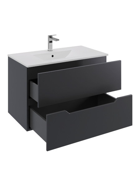 Тумба с раковиной подвесная Orange Line Li-70Tub+Ra черный матовый