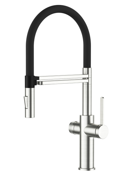 Смеситель для кухни однорычажный с каналом для питьевой воды и гибким изливом Agger Elegant A3252500 хром глянцевый