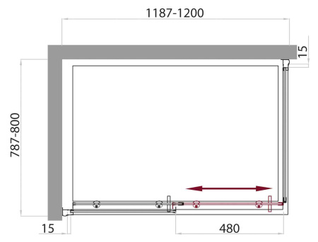 Душевой уголок (120х80) BelBagno UNO-AH-1-120/80-C-Cr