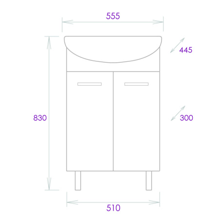Тумба под раковину напольная Onika Коралл 55 105558 без раковины