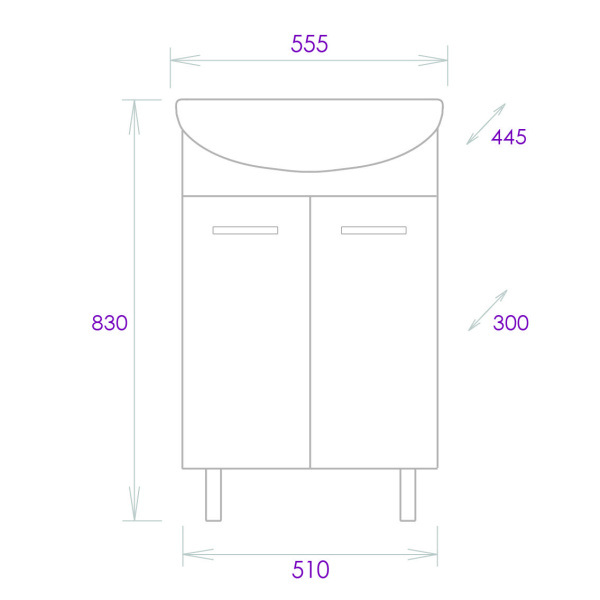 Тумба под раковину напольная Onika Коралл 55 105558 без раковины