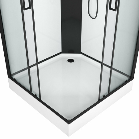Душевая кабина (100х100) Grossman Elegans GR250Q раздвижная, черный, прозрачный