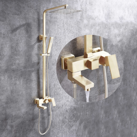 Душевая стойка ABBER Daheim AF8216GL с изливом, золото матовое