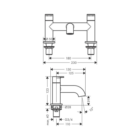 Смеситель на борт ванны Hansgrohe Vernis Blend 71442000 хром