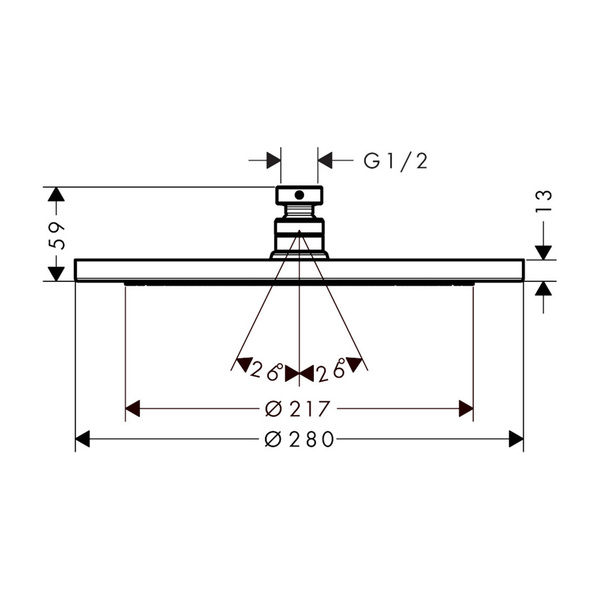 Верхний душ hansgrohe Croma 280 1jet EcoSmart 26221340 шлифованный черный хром