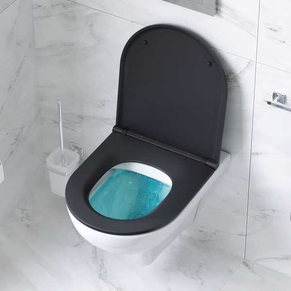 Подвесной унитаз безободковый с сиденьем микролифт Am.Pm Gem C901700SCmb