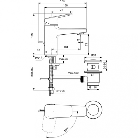 Смеситель для раковины Ideal Standard CERAPLAN BD215AA, хром