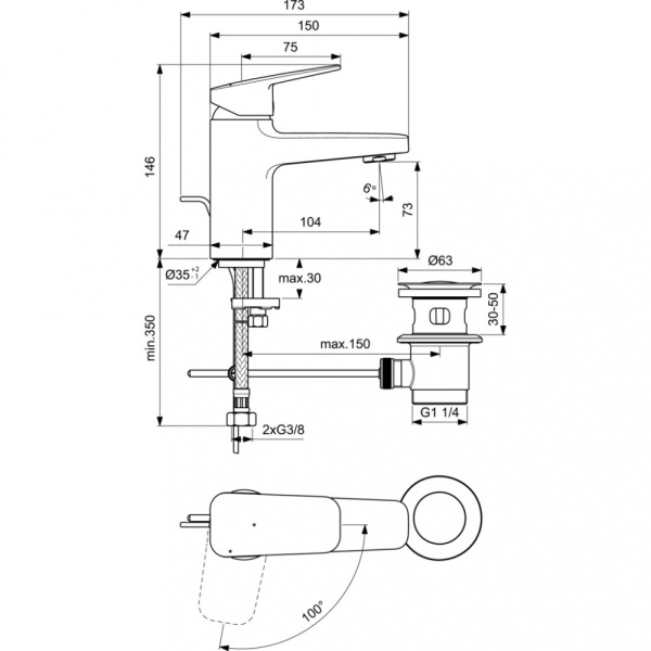 Смеситель для раковины Ideal Standard CERAPLAN BD215AA, хром