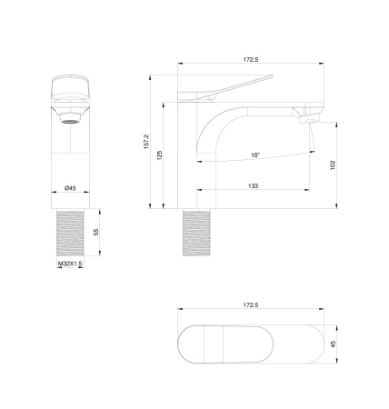 Смеситель для раковины WONZON & WOGHAND, черный матовый WW-XH-010-MB