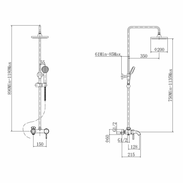 Душевая система с изливом Fashun  A2416 Душевая система с изливом Fashun  A2416