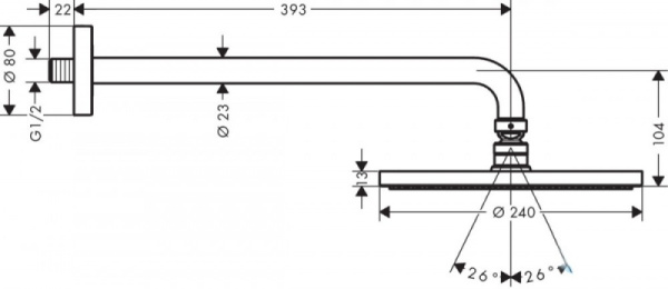Верхний душ с тропическим душем Hansgrohe Raindance S 27607000