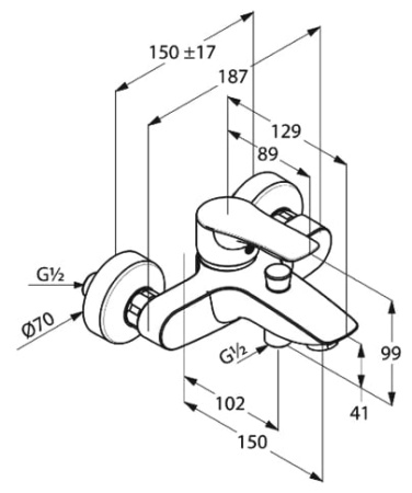 Смеситель для ванны и душа KLUDI Tercio 384820575