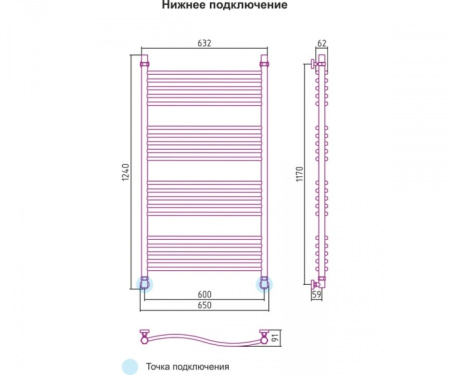 Водяной полотенцесушитель Сунержа Флюид 00-0122-1260