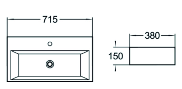 Раковина накладная (71,5х38) SantiLine SL-1007