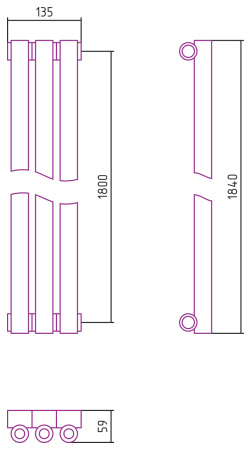 Полотенцесушитель Водяной Сунержа Эстет-0 (180х13) 3 секции Золото 03-0331-1803