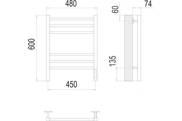 Полотенцесушитель электрический (45х60) П6 Terminus Ватикан 4670078527509 белый