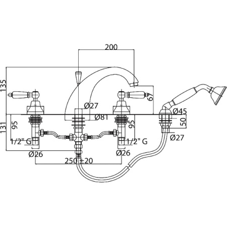 Смеситель на борт ванны Cezares FIRST FIRST-BVD-01-Bi