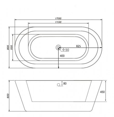 Акриловая овальная ванна Gemy G9213 (170x80)